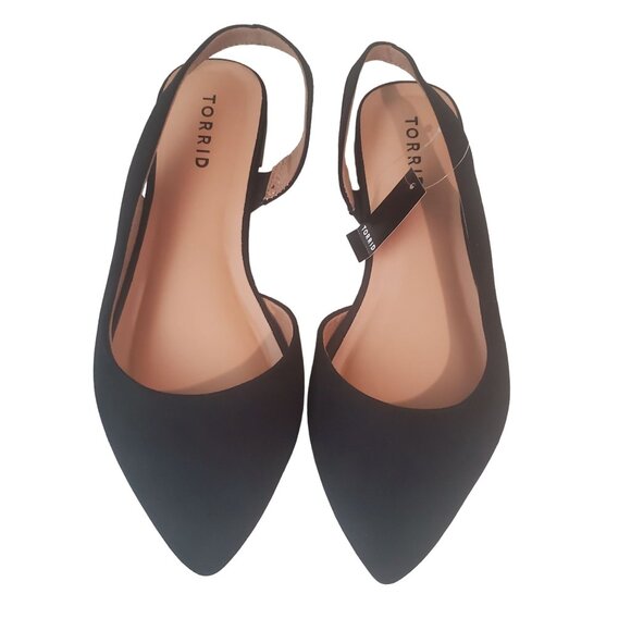 Torrid womens flat shoes 8W black solid color Slingback pointy toe new - Picture 1 of 12